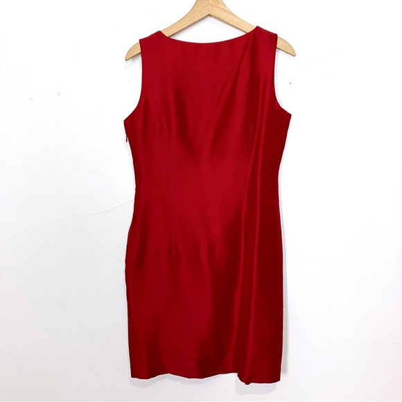 Vintage Bob Mackie Studio red silk midi dress sheath tank sleeveless cocktail - Picture 2 of 7